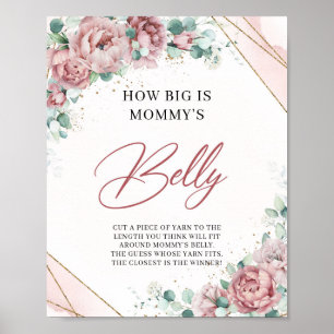 Blush floral gold frame How Big Is Mummy's Belly Poster