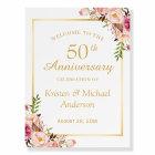 Blush Floral Gold Frame Wedding Anniversary