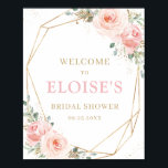 Blush Floral Gold Geometric Bridal Shower Welcome Poster<br><div class="desc">Personalize this lovely blush pink floral welcome sign with your own wording easily and quickly,  simply press the customize it button to further re-arrange and format the style and placement of the text.  Great for baby shower,  birthday party,  new baby,  etc.  (c) The Happy Cat Studio.</div>