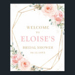 Blush Floral Gold Geometric Bridal Shower Welcome Poster<br><div class="desc">Personalize this lovely blush pink floral welcome sign with your own wording easily and quickly,  simply press the customize it button to further re-arrange and format the style and placement of the text.  Great for baby shower,  birthday party,  new baby,  etc.  (c) The Happy Cat Studio.</div>