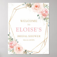 Blush Floral Gold Geometric Bridal Shower Welcome