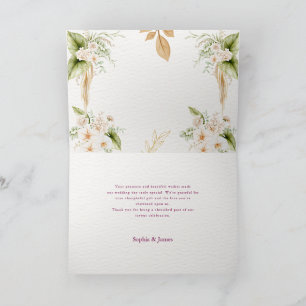 Blush Floral Gold Geometric wedding Thank You Card