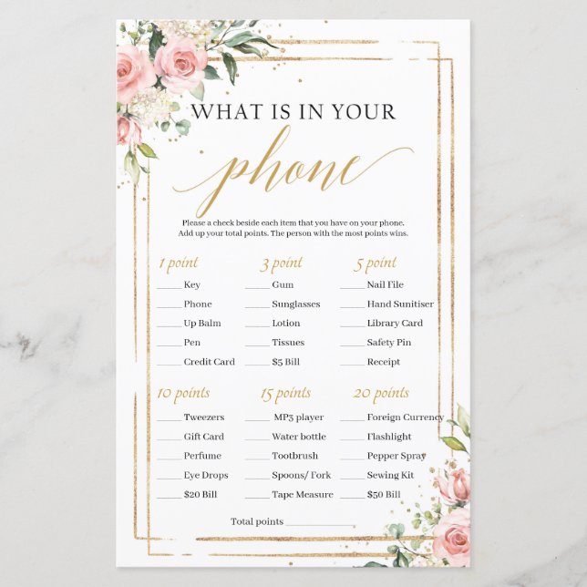 Blush Floral Gold Geometric What is in Your Phone (Front)