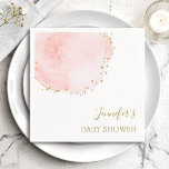 Blush Floral Gold Glitter Dots Baby Shower Napkin<br><div class="desc">This paper napkin features a painted watercolor floral petal in blush pink with faux gold glitter dots accents.  For more advanced customisation of this design,  Please click the "Customise" button. Matching items are also available.</div>