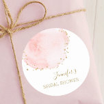 Blush Floral Gold Glitter Dots Bridal Shower Classic Round Sticker<br><div class="desc">This classic sticker features a painted watercolor floral petal in blush pink with faux gold glitter dots accents.  For more advanced customisation of this design,  Please click the "Customise" button. Matching items are also available.</div>