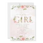 Blush floral gold It's a girl baby shower