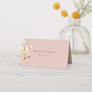 Blush Floral Gold Wedding Place Card