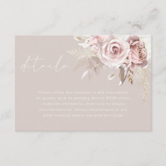 Blush Floral Gorgeous Wedding Details Enclosure Card