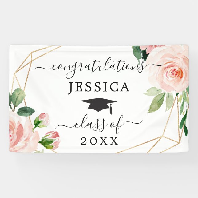 Blush Floral Graduation Banners (Horizontal)