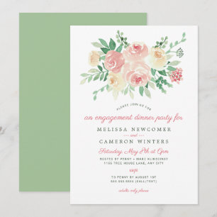 Blush Floral Greenery engagement dinner party 4196 Invitation