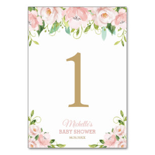 Blush Floral Greenery Lion Cub Baby Shower  Table Number