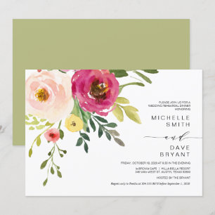 Blush Floral, Greenery, Wedding Rehearsal Dinner Invitation
