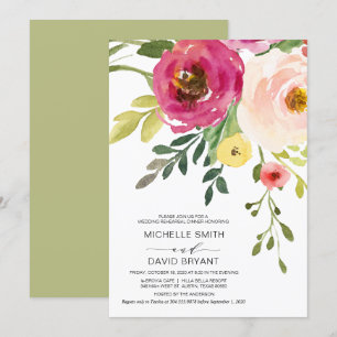 Blush Floral, Greenery, Wedding Rehearsal Dinner Invitation