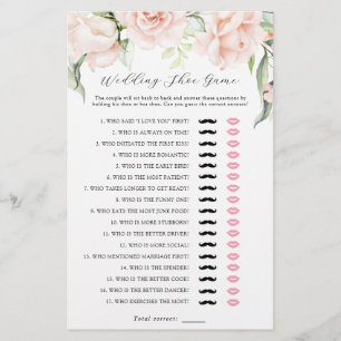 Blush Floral Greenery Wedding Shoe Bridal Game