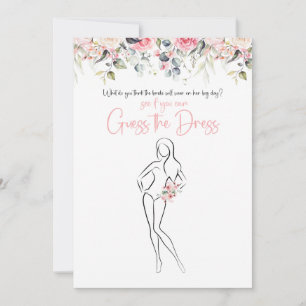 Blush Floral Guess The Dress Bridal Shower Game Invitation