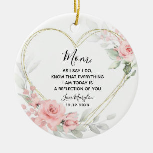 Blush Floral Heart Geometric Mother of The Bride Ceramic Tree Decoration