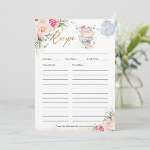 Blush Floral High Tea Party Bring Recipe Card