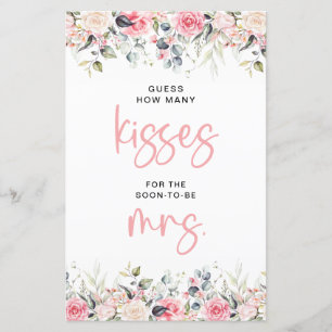 Blush Floral How Many Kisses For The Bride Game