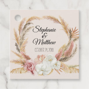 Blush Floral Jungle Neutral Pampas Palm Wedding Favour Tags