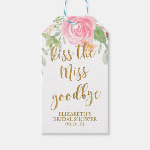 Blush Floral Kiss the Miss Goodbye Bridal Shower   Gift Tags