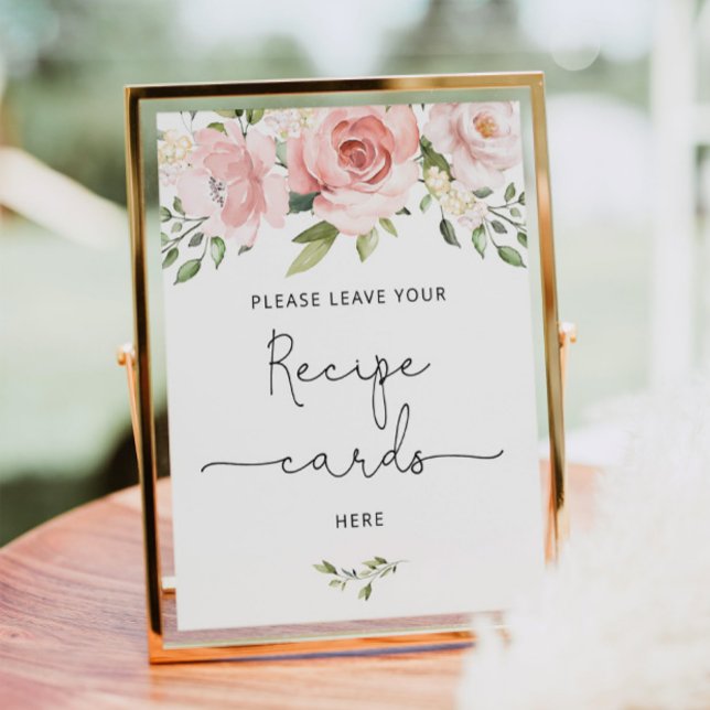 Blush floral leave your recipe card here poster (Creator Uploaded)