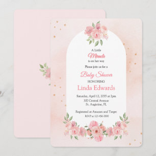 Blush Floral Little Miracle Baby Shower Invitation