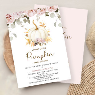 Blush Floral Little Pumpkin Baby Shower  Invitation