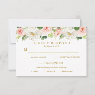 blush floral meal choice RSVP card