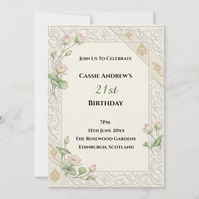 Blush Floral Milestone Birthday Invitation (Front)