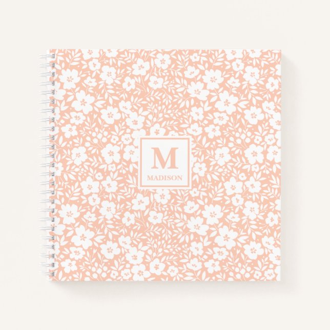 Blush Floral Monogram Notebook Journal (Front)