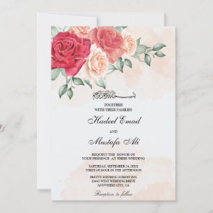 blush floral muslim wedding invitations