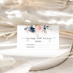 Blush floral navy guess how many kisses bridal enclosure card