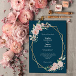 Blush Floral Navy Simple Wedding Invitation<br><div class="desc">This blush floral navy simple wedding invitation design features beautiful chic classic backgrounds of pastel pink and navy blue with simple modern typography and elegant calligraphy to set a sophisticated tone for any style of event. Each product is embellished with gorgeous blush pink roses and peach and ivory hydrangeas arranged...</div>