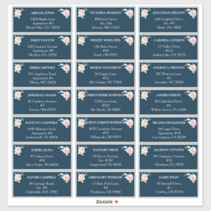 Blush Floral Navy Wedding guest address labels
