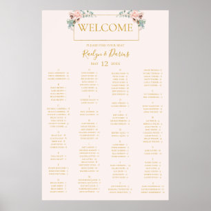 Blush Floral   Pastel Alphabetical Seating Chart