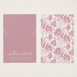 Blush Floral Pattern Earring Necklace Display Card