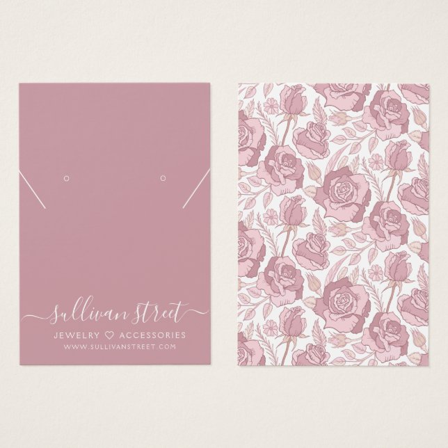 Blush Floral Pattern Earring Necklace Display Card (Front & Back)