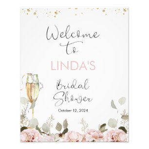 Blush Floral Pearls Bridal Shower Welcome Sign