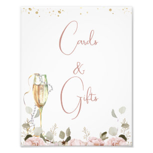 Blush Floral Pearls Prosecco Bridal Shower Sign