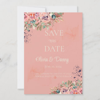 Blush Floral Personalised Save-the-Date  Post Card