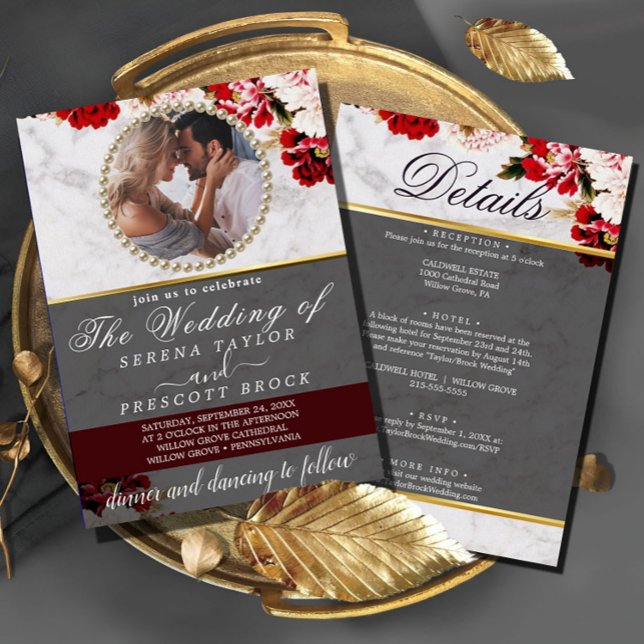 Blush Floral Photo All in One Wedding Invitation (Creator Uploaded)