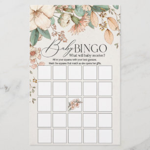blush floral pink baby shower baby bingo game 