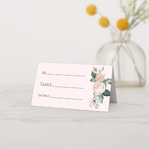 Blush Floral Pink Wedding Place Card