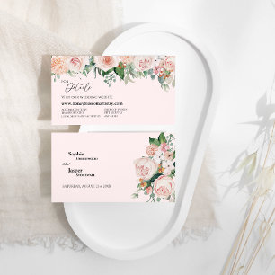 Blush Floral Pink Wedding Website Enclosure Card