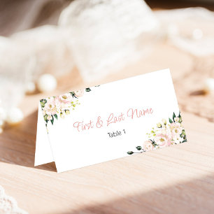 Blush Floral Place Cards Folded