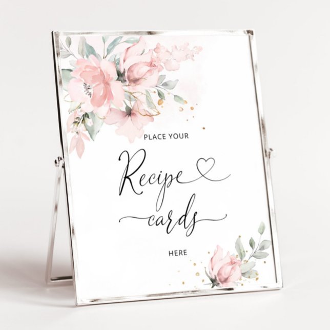 Blush floral place your recipe cards here poster (Creator Uploaded)