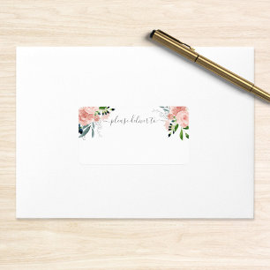 Blush Floral Please Deliver To Wedding Label