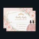 Blush Floral Princess Quinceañera Twins Birthday RSVP Card<br><div class="desc">Personalise these chic rsvp cards with your details easily and quickly,  simply press the customise it button to further re-arrange and format the style and placement of the text. (c) The Happy Cat Studio</div>