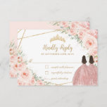 Blush Floral Princess Quinceañera Twins Birthday RSVP Card<br><div class="desc">Personalise these chic rsvp cards with your details easily and quickly,  simply press the customise it button to further re-arrange and format the style and placement of the text. (c) The Happy Cat Studio</div>