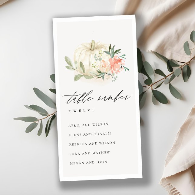 Blush Floral Pumpkin Seating Chart Table Number (Creator Uploaded)